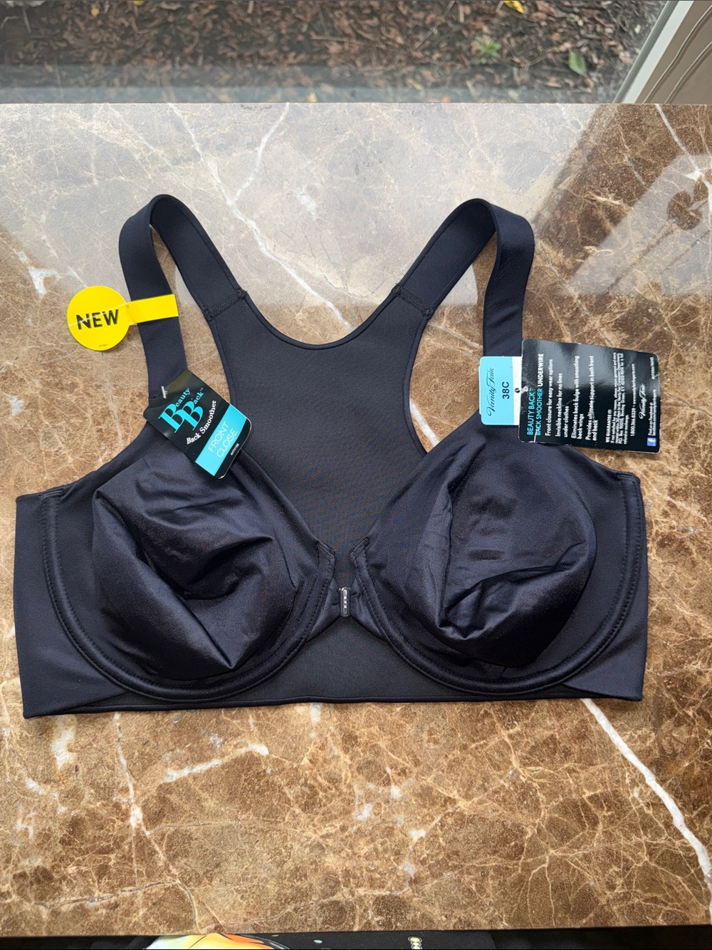 Vanity Fair Black Racerback Front-Closure Bra